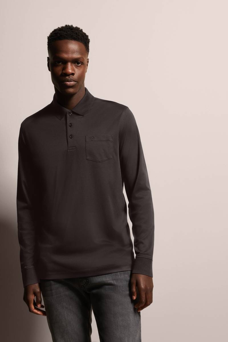 bugatti Langarm-Poloshirt, mit feiner zweifarbiger Strukturoptik von bugatti