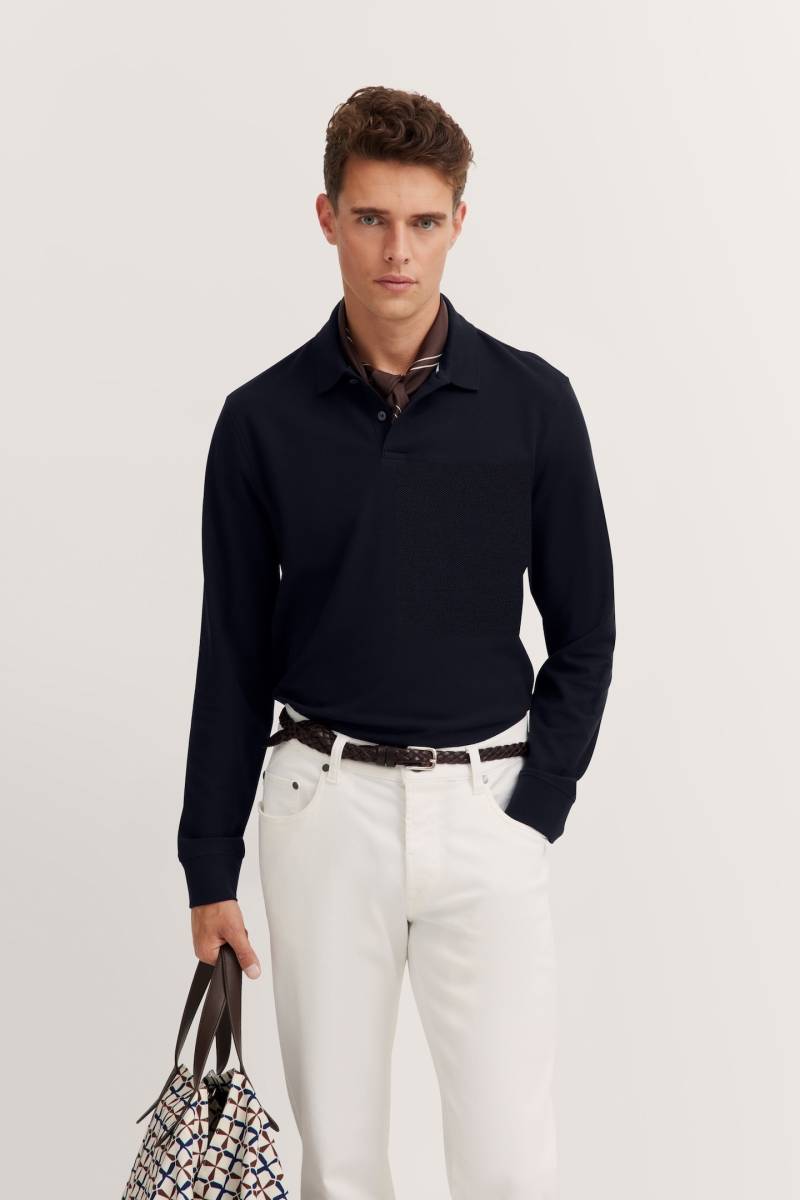 bugatti Langarm-Poloshirt, mit langen Ärmeln von bugatti