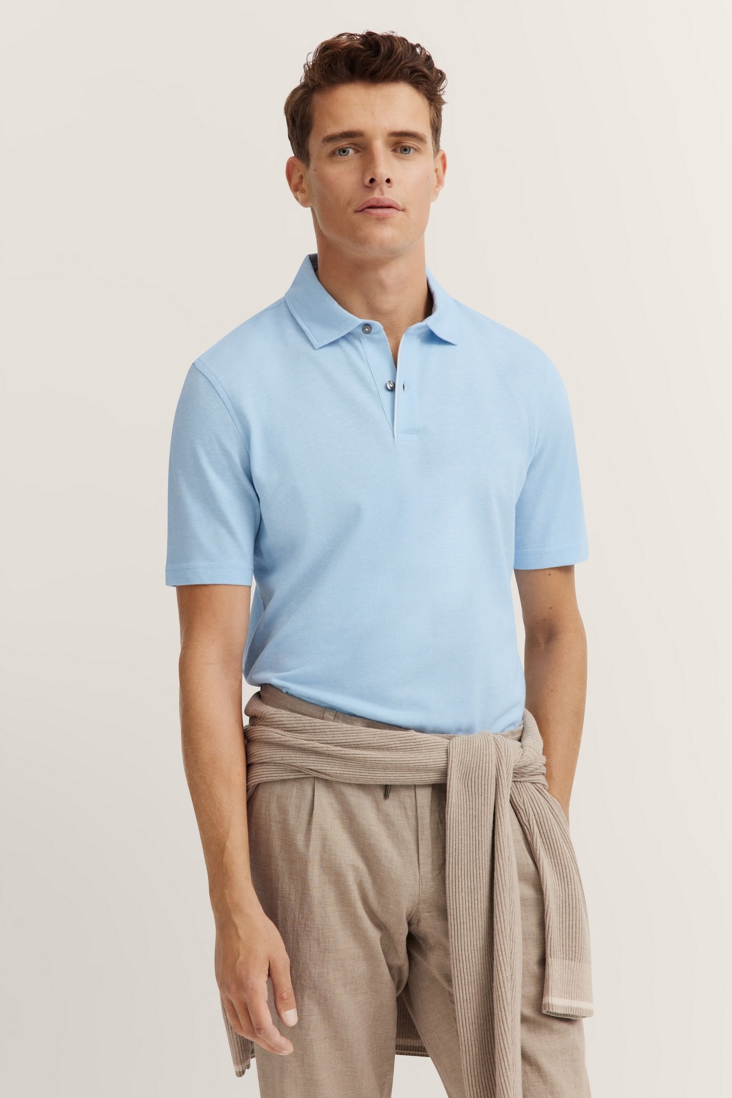 bugatti Poloshirt, aus Baumwoll-Leinen-Mischung von bugatti