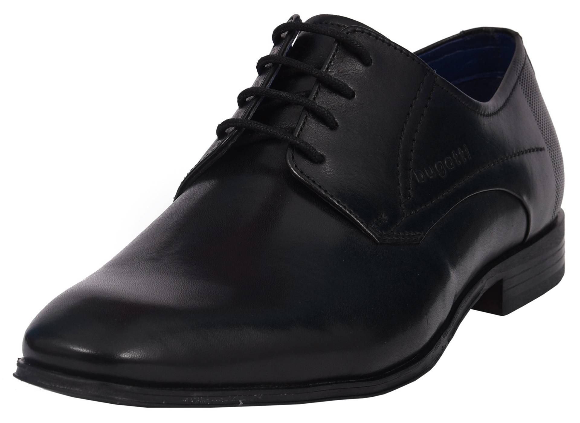bugatti Schnürschuh, Blockabsatz, Abendschuh, Businessschuh, Festtagsschuh, Logoprägung von bugatti