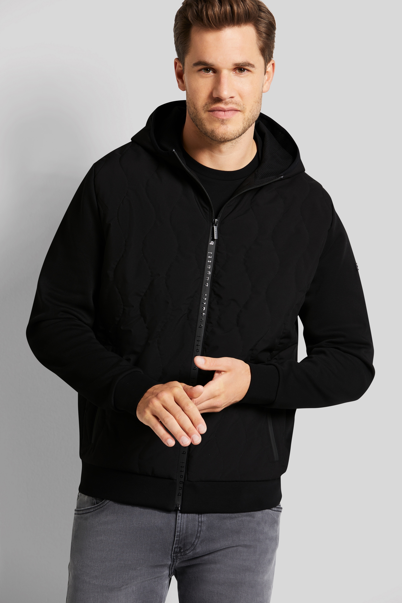 bugatti Sweatjacke, mit moderner Wellensteppung von bugatti