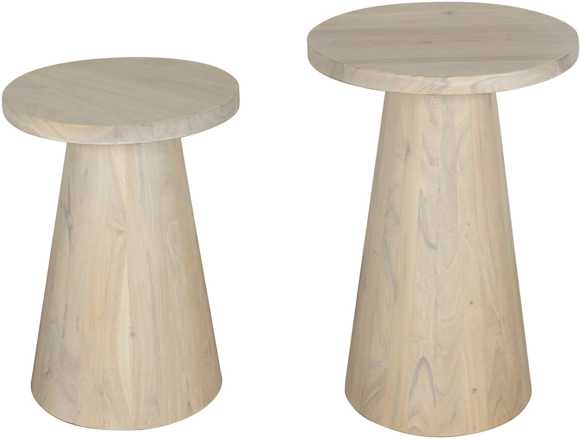 byLIVING Beistelltisch »Cone«, (Set), aus Massivholz in schwarz oder white wash, verschiedenen Grössen von byLIVING