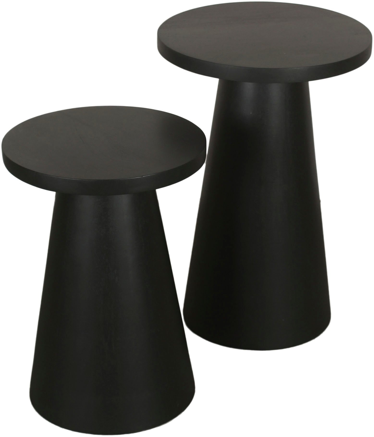 byLIVING Beistelltisch »Cone«, (Set), aus Massivholz in schwarz oder white wash, verschiedenen Grössen von byLIVING