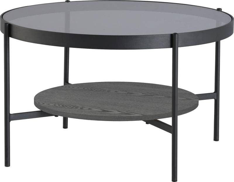 byLIVING Couchtisch »Ohio«, mit Rauchglas, Ablage aus Echtholzfurnier, rund, D 73,5 / H 42,5 cm von byLIVING
