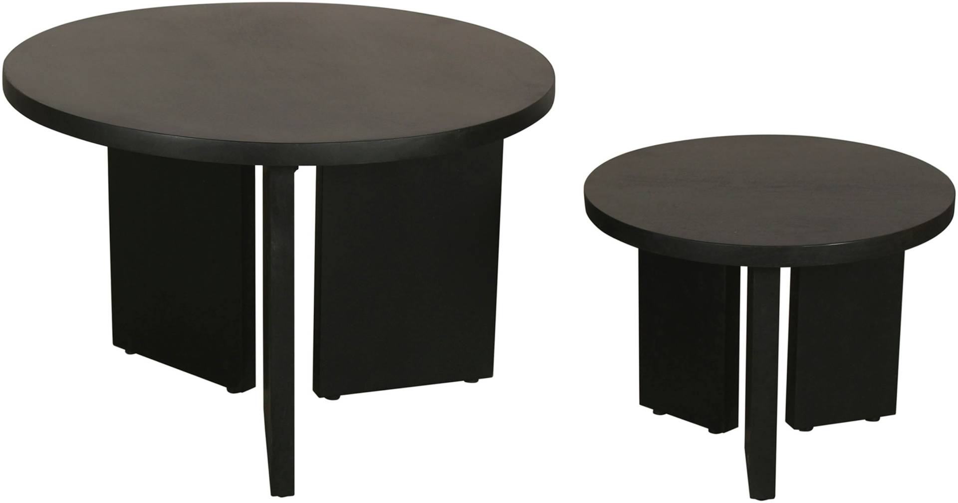 byLIVING Couchtisch »Round«, (Set), aus 2,5cm starkem Massivholz schwarz, einzeln oder im Set stellbar von byLIVING