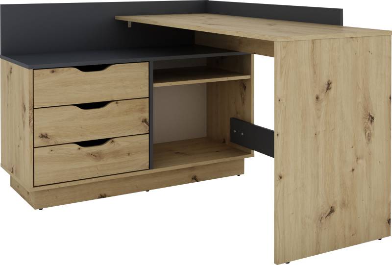 byLIVING Eckschreibtisch »Bern«, mit viel Stauraum, Breite 129 cm, rechts oder links montierbar von byLIVING