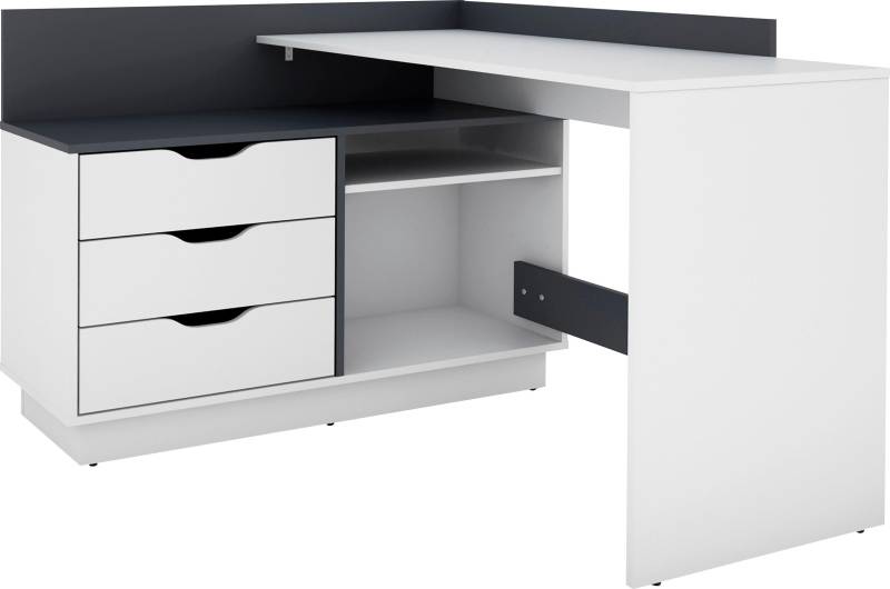 byLIVING Eckschreibtisch »Bern«, mit viel Stauraum, Breite 129 cm, rechts oder links montierbar von byLIVING