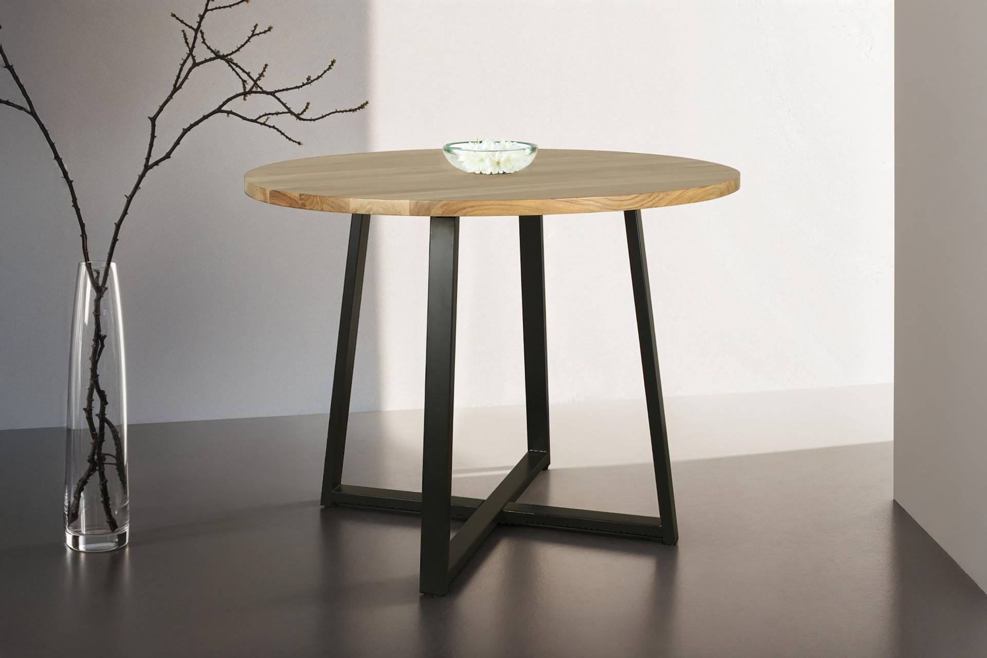 byLIVING Esstisch »Arrow«, (1 St.), mit 2,5cm starker, runder Massivholz Tischplatte, D 100, H 77 cm von byLIVING