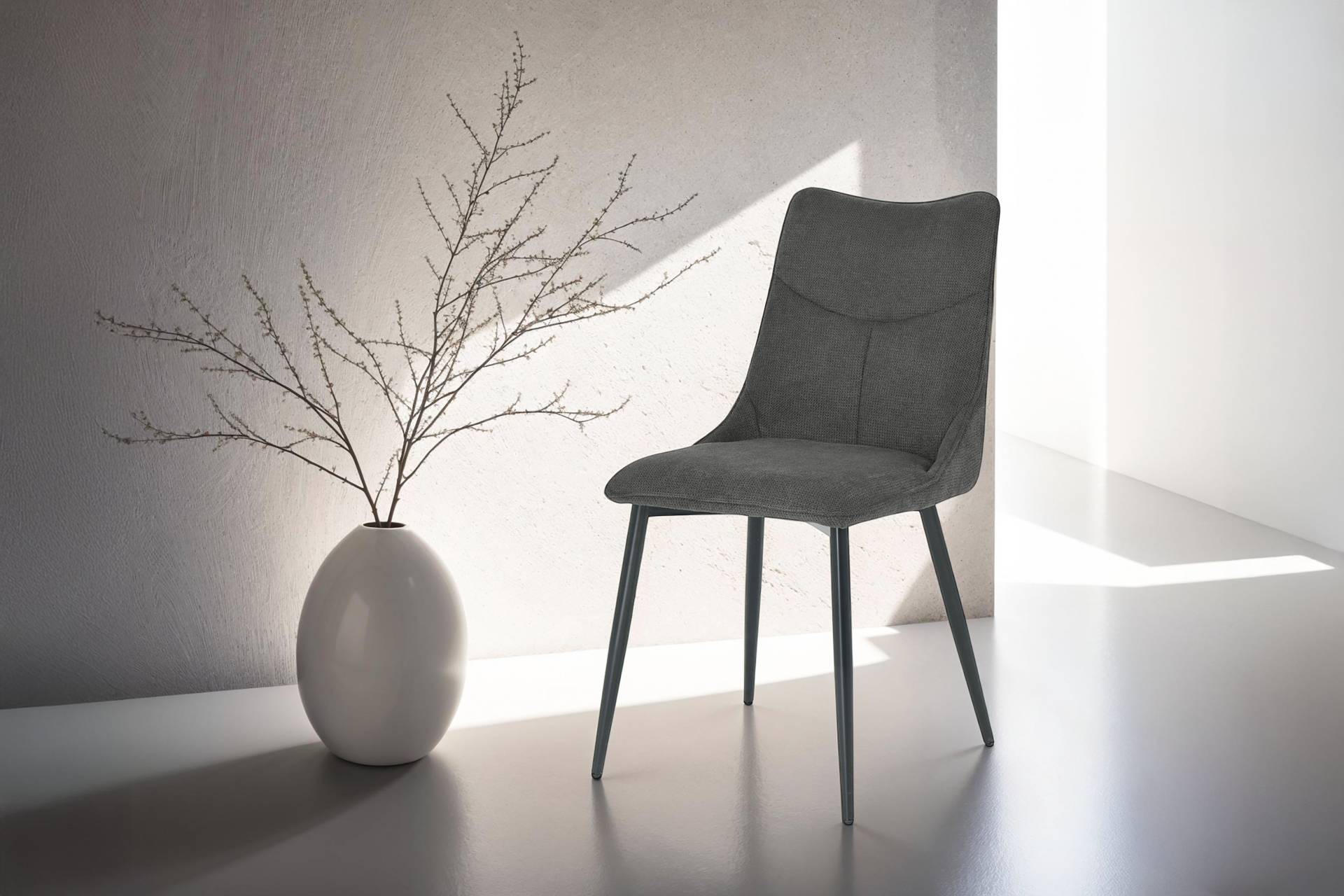 byLIVING Esszimmerstuhl »Carlo (2er-Set)«, (Set), Gestell Metall schwarz, Küchenstuhl, Webstoffbezug, diverse Farben von byLIVING