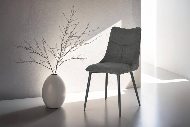 byLIVING Esszimmerstuhl »Carlo (2er-Set)«, (Set), Gestell Metall schwarz, Küchenstuhl, Webstoffbezug, diverse Farben von byLIVING