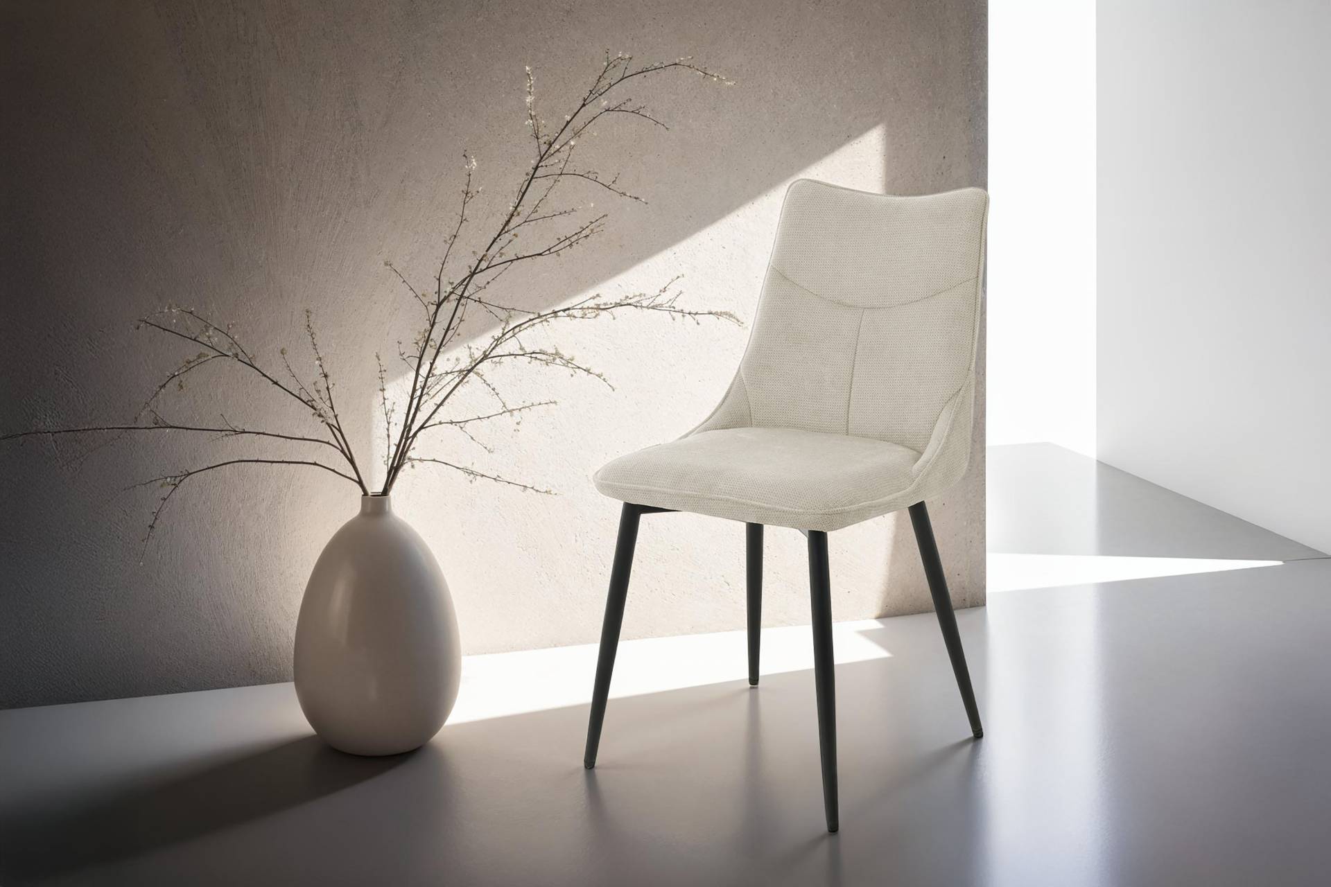 byLIVING Esszimmerstuhl »Carlo (2er-Set)«, (Set), Gestell Metall schwarz, Küchenstuhl, Webstoffbezug, diverse Farben von byLIVING