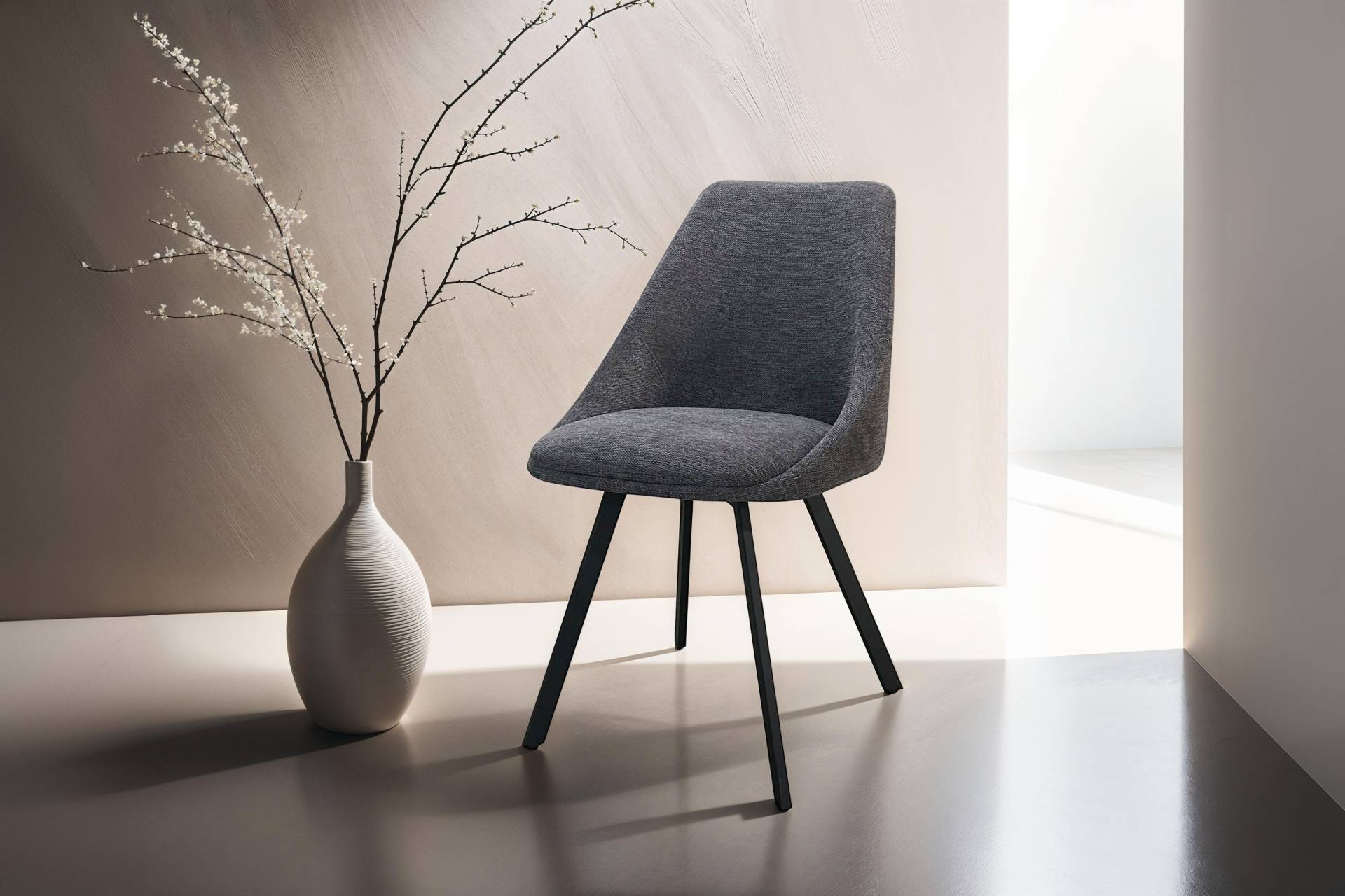 byLIVING Esszimmerstuhl »Jasper (2er-Set)«, (Set), Sitzschale 360°drehbar, Metall schwarz, Küchenstuhl, diverse Bezüge von byLIVING