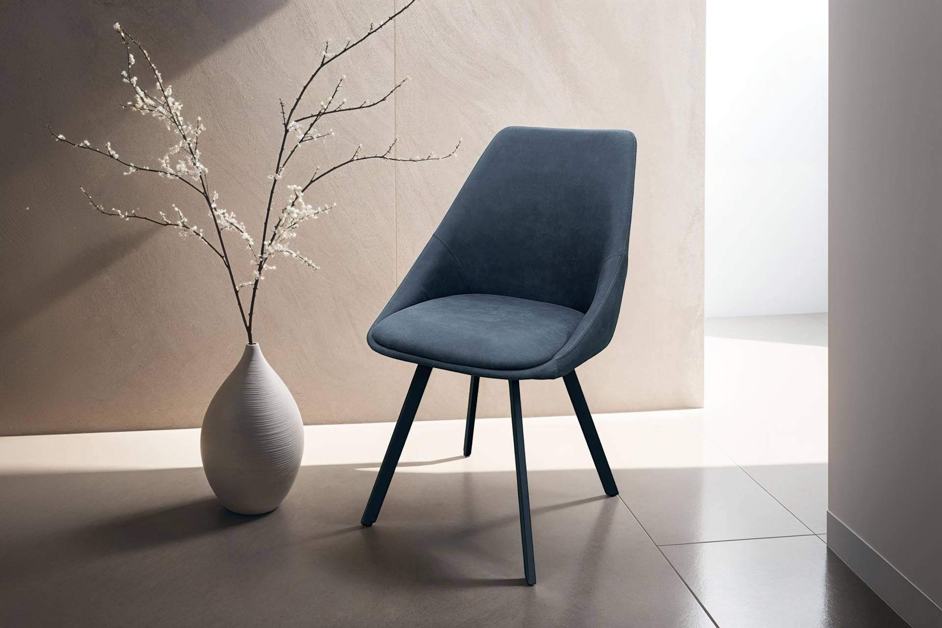 byLIVING Esszimmerstuhl »Jasper (2er-Set)«, (Set), Sitzschale 360°drehbar, Metall schwarz, Küchenstuhl, diverse Bezüge von byLIVING