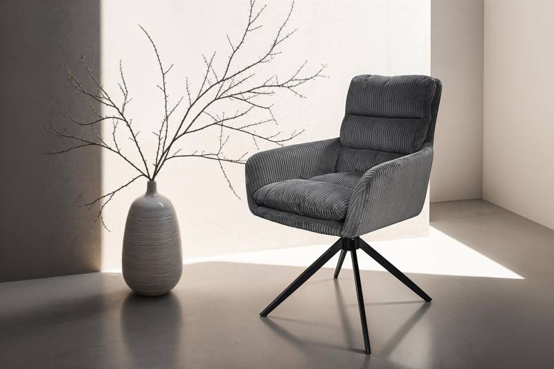 byLIVING Esszimmerstuhl »Pura (2er-Set)«, (Set), Sitzschale 360°drehbar, Metall schwarz, Armlehnstuhl, diverse Farben von byLIVING