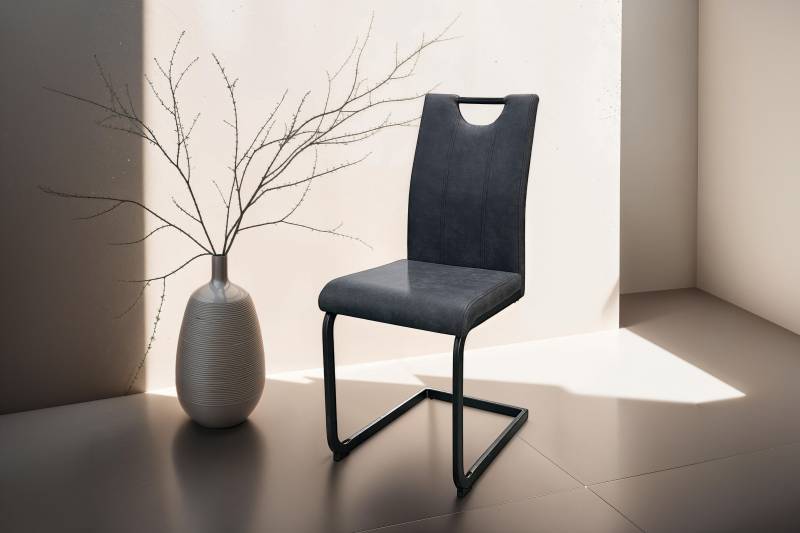 byLIVING Freischwinger »Banff (2er-Set)«, (Set), mit Griff, Gestell Metall schwarz, Küchenstuhl, diverse Bezüge von byLIVING