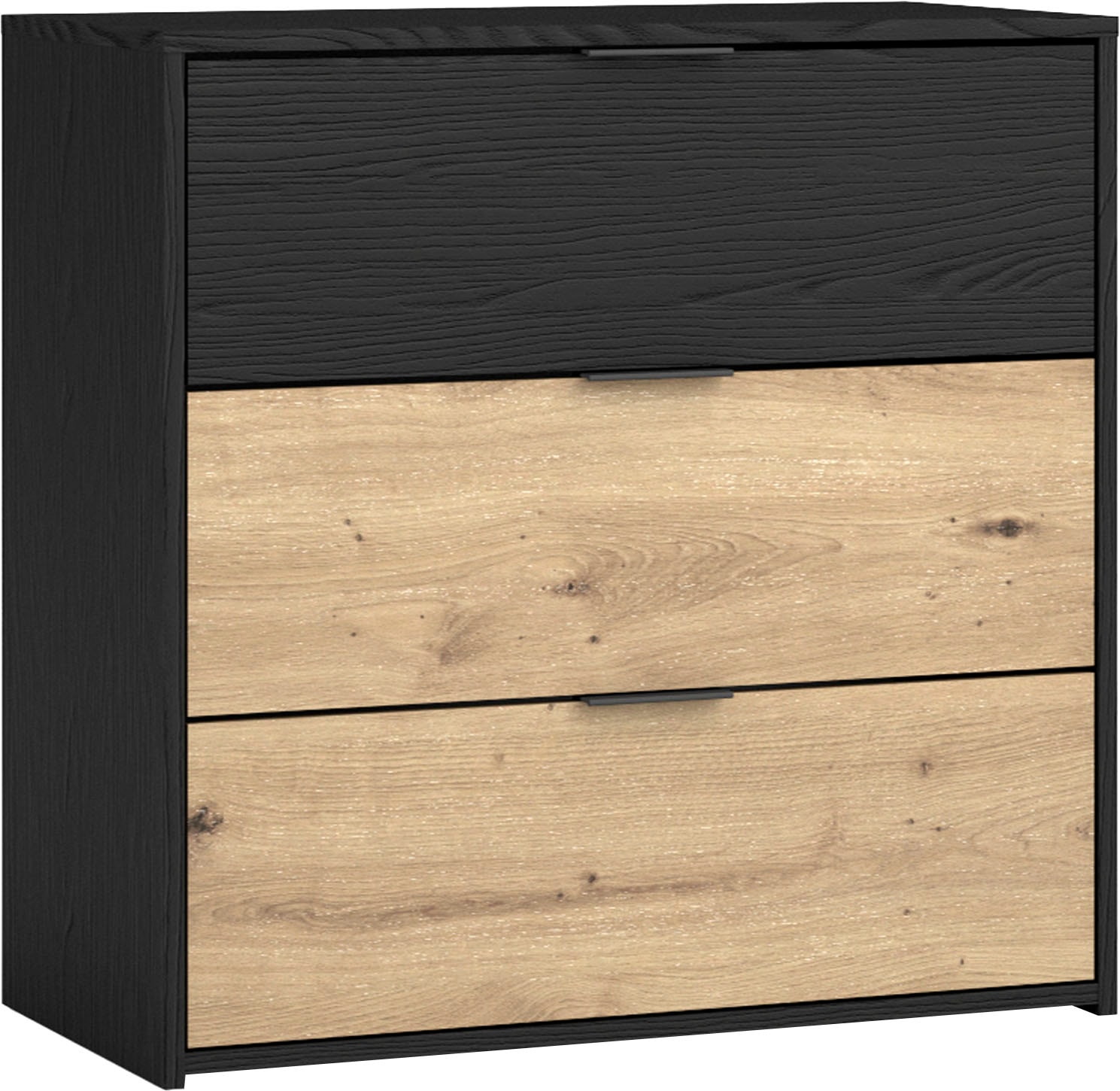 byLIVING Schubkastenkommode »Rimini«, Melamin Eiche schwarz und Artisan Eiche, 3 Schubkästen, Breite 80 cm von byLIVING