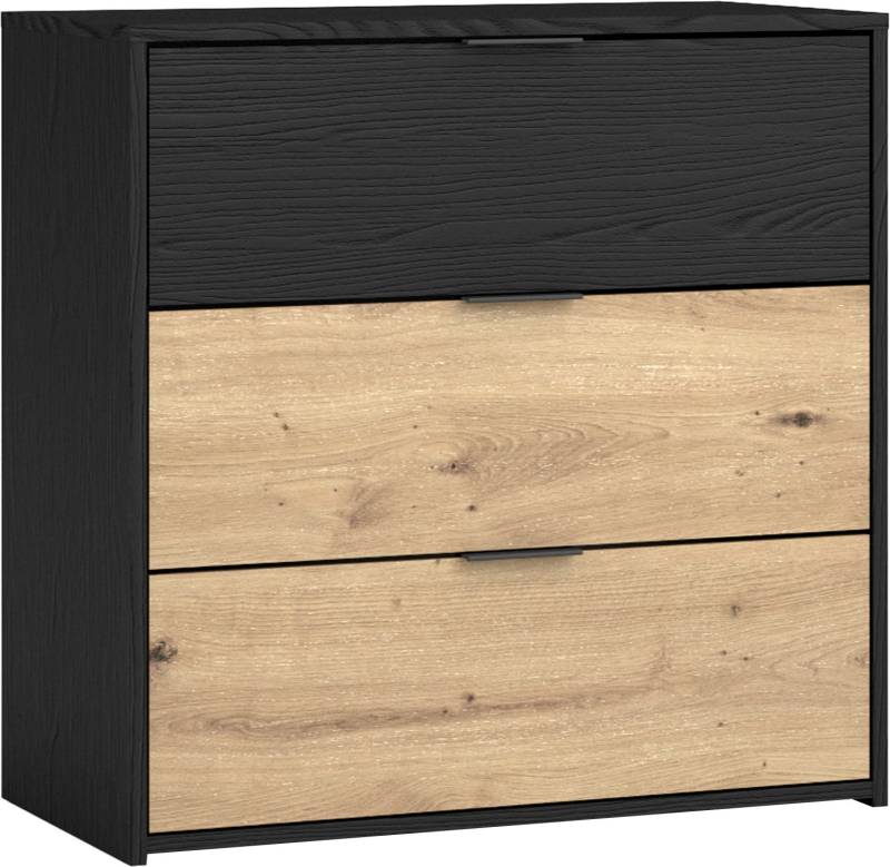 byLIVING Schubkastenkommode »Rimini«, Melamin Eiche schwarz und Artisan Eiche, 3 Schubkästen, Breite 80 cm von byLIVING