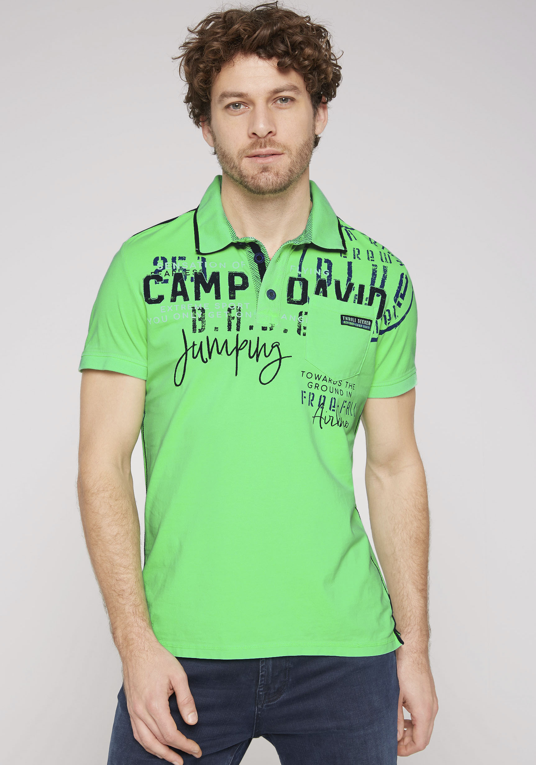 CAMP DAVID Poloshirt, mit Tapes auf den Schultern von camp david