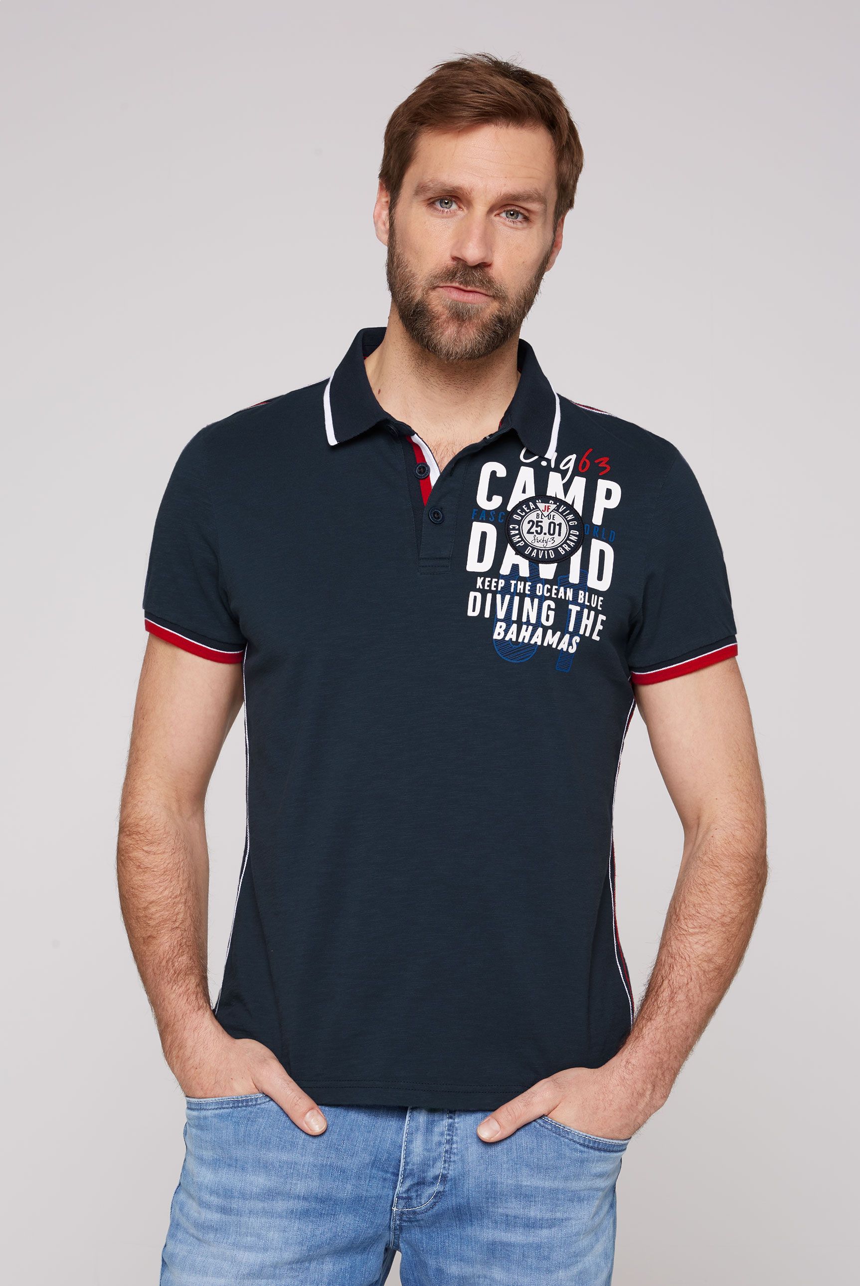 CAMP DAVID Poloshirt, mit Kontrastnähten von camp david