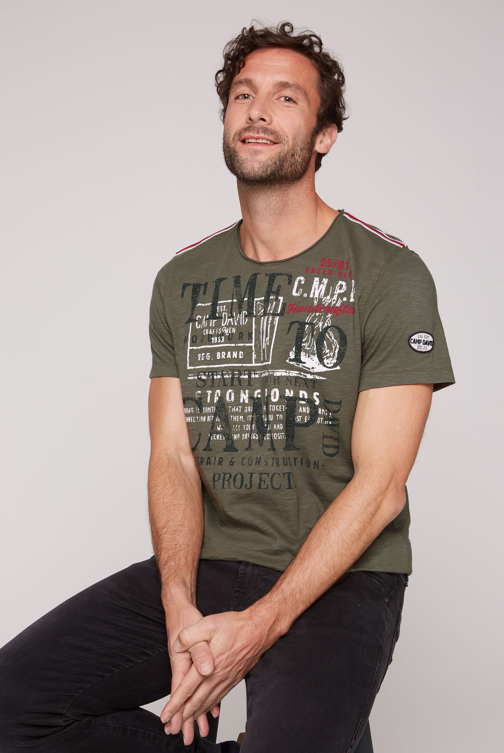 CAMP DAVID T-Shirt, mit Logoprints vorne und hinten von camp david