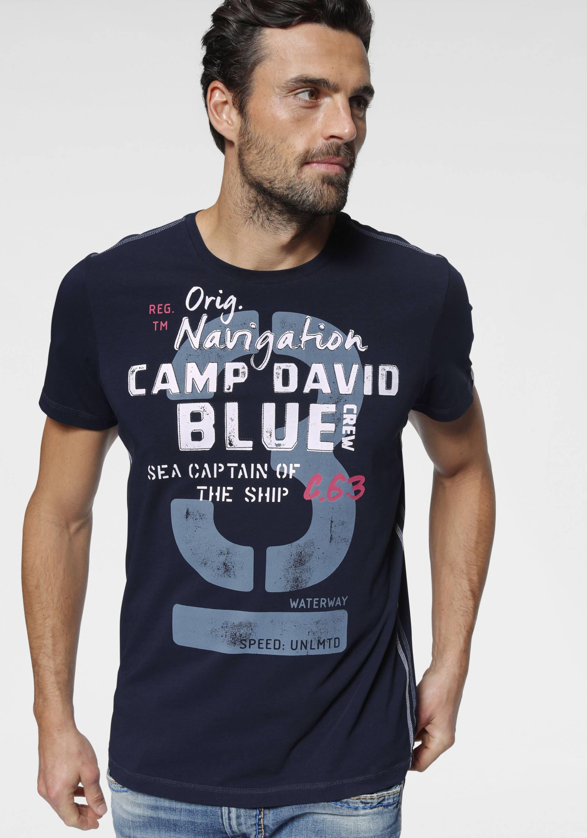 CAMP DAVID T-Shirt, mit modischem Frontprint von camp david