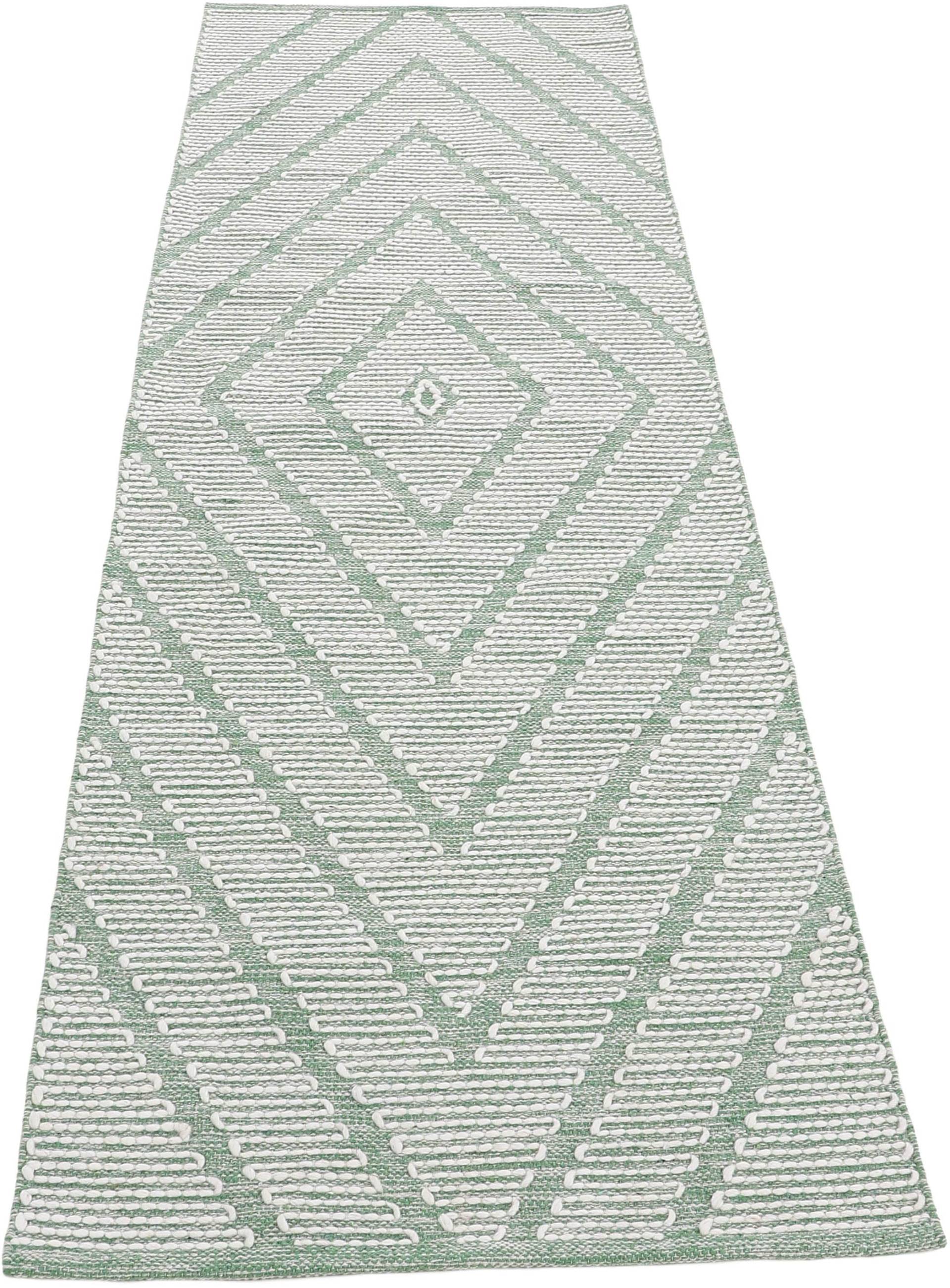 carpetfine Läufer »Kelim Durry«, rechteckig, Handweb, geometrisch, Hoch-Tief Effekt, handgewebt, reine Baumwolle von carpetfine