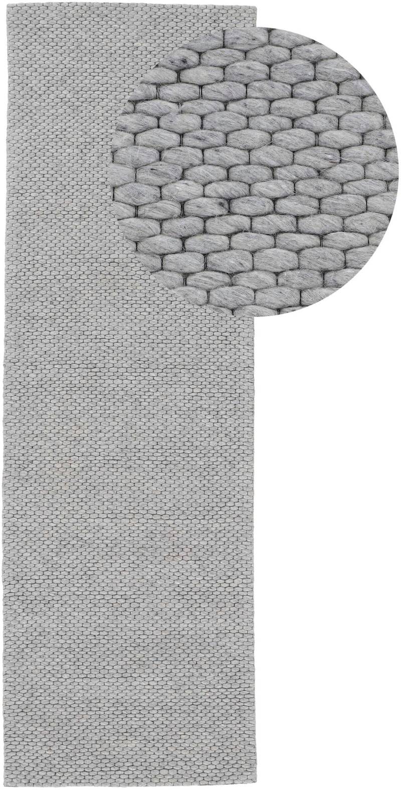 carpetfine Läufer »Sina«, rechteckig, 14 mm Höhe, Handweb Teppich, reine Wolle, meliert, handgewebt, weich & kuschelig von carpetfine