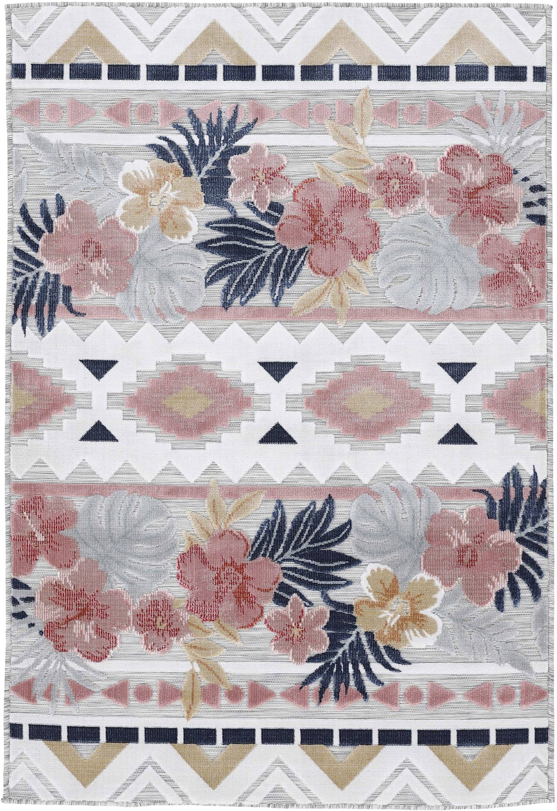 carpetfine Teppich »Deja 101«, rechteckig, 4 mm Höhe, robustes Flachgewebe, Motiv- Floral Palmenblätter, Hoch-Tief Effekt carpetfine Teppich »Deja 101«, rechteckig, 4 mm Höhe, robustes Flachgewebe, Motiv- Floral Palmenblätter, Hoch-Tief Effekt von carpetfine
