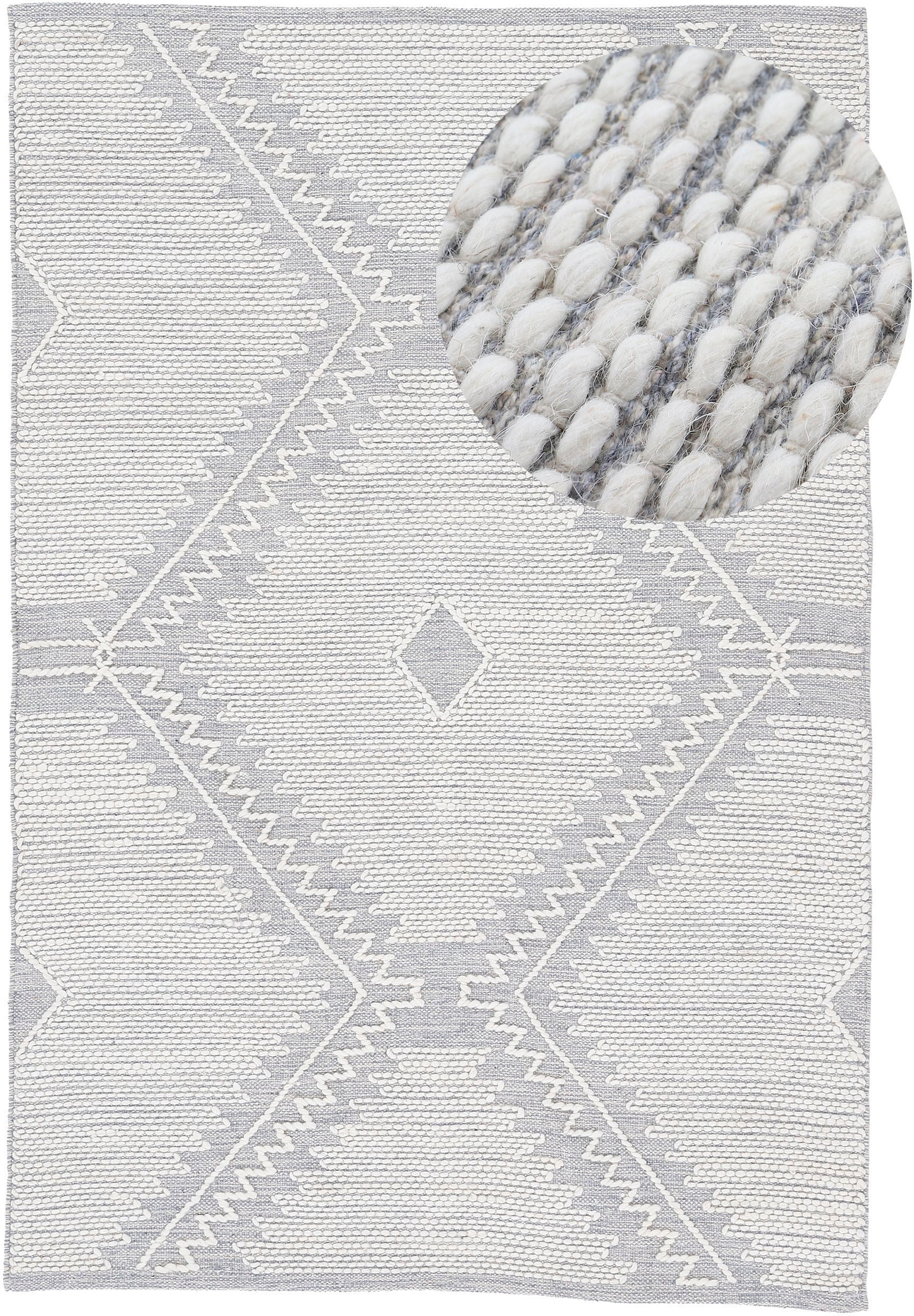 carpetfine Teppich »Kelim Durry«, rechteckig, Handweb, geometrisch, Hoch-Tief Effekt, handgewebt, reine Baumwolle von carpetfine