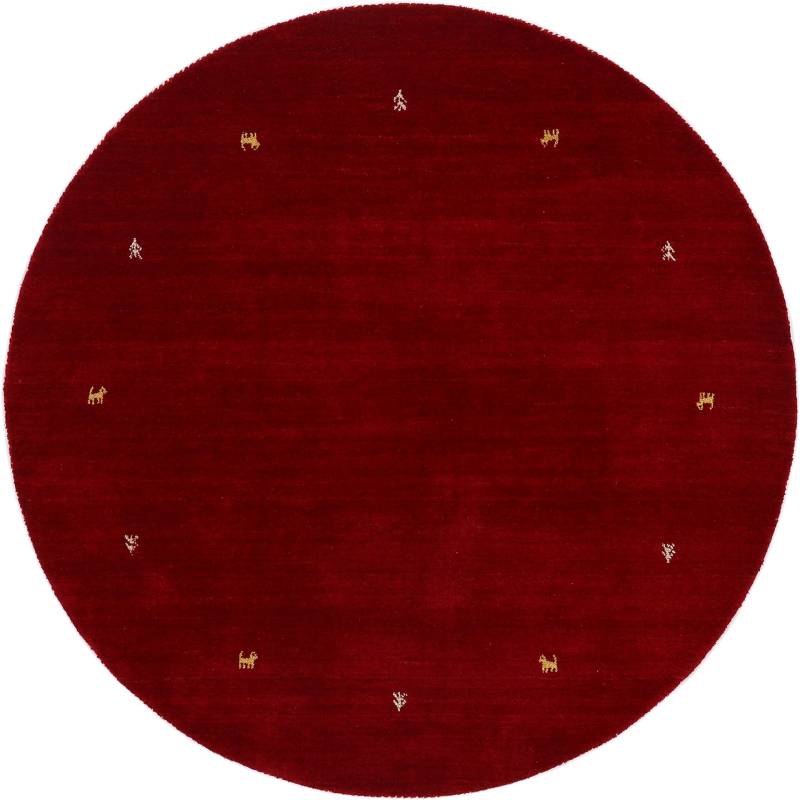 carpetfine Wollteppich »Gabbeh Uni«, rund, 15 mm Höhe, reine Wolle handgewebt, Gabbeh Tiermotiv warmes Raumklima viele Grössen von carpetfine