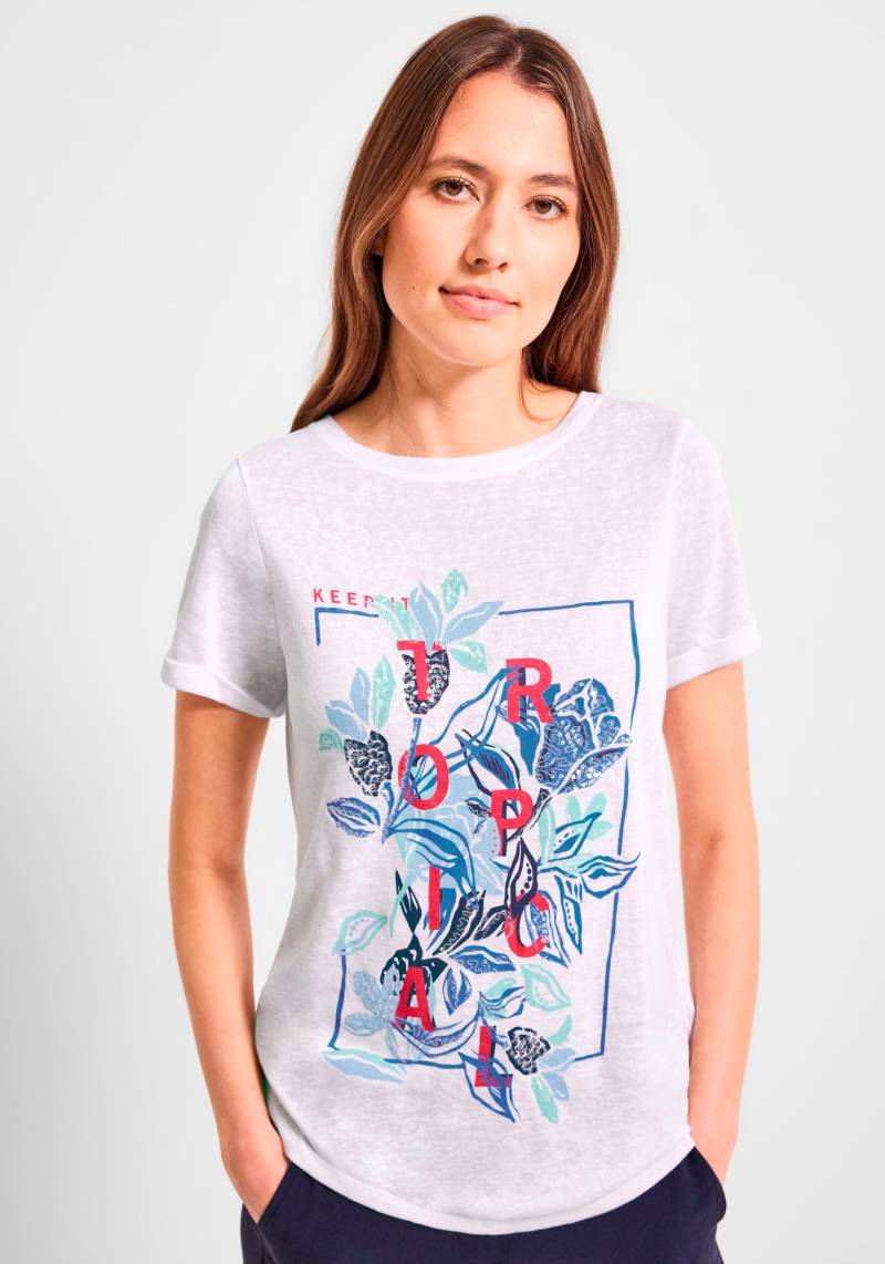 Cecil T-Shirt »LINENLOOK_Shape print«, mit klassischem Rundhalsausschnitt von cecil