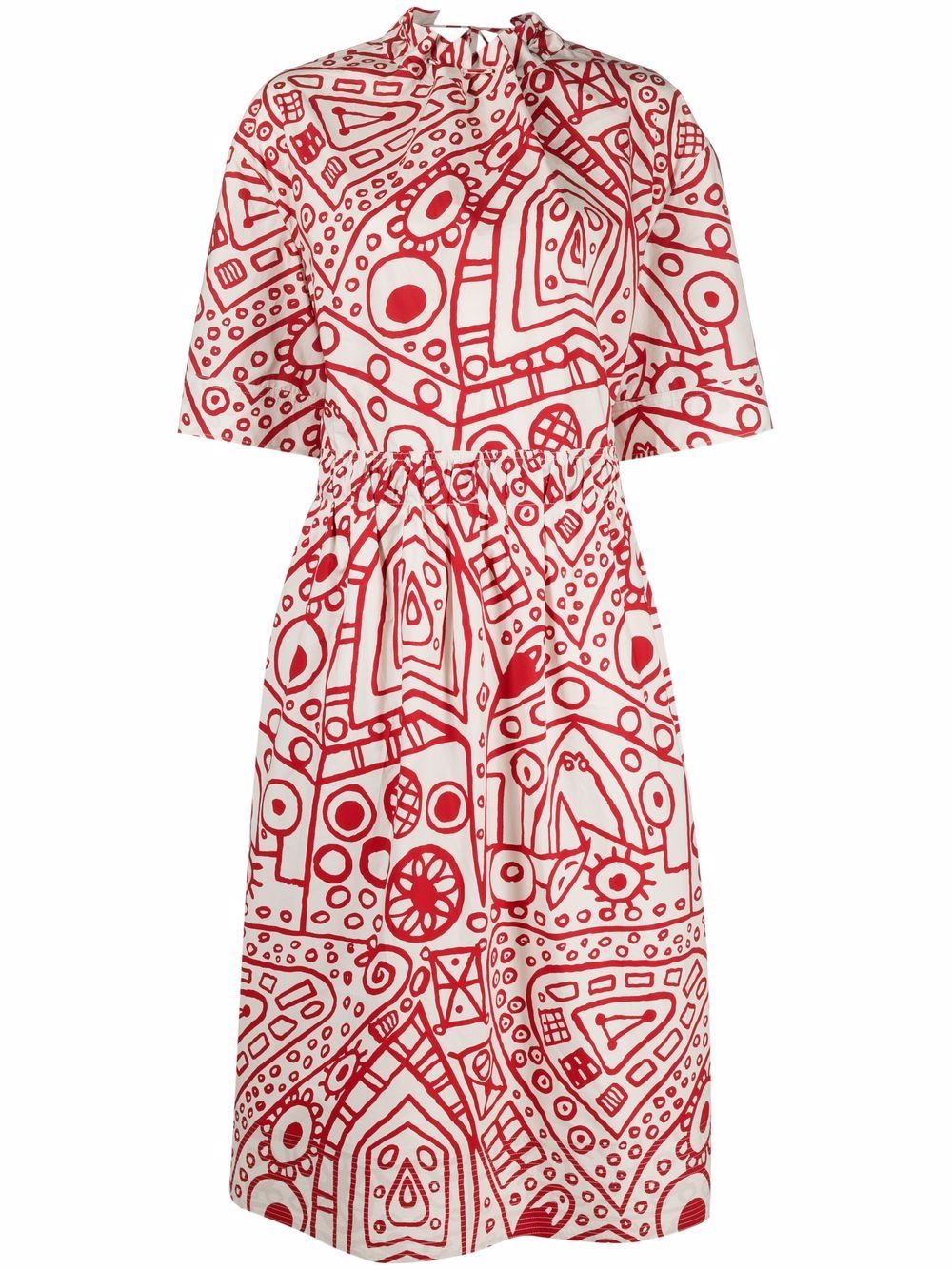 colville abstract-print gathered cotton dress - White von colville