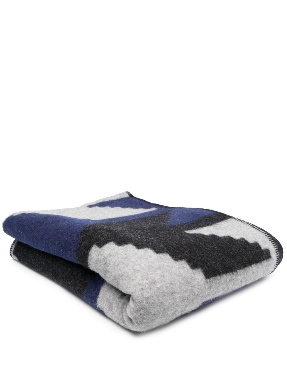 colville geometric-print virgin wool-blend blanket - Blue von colville