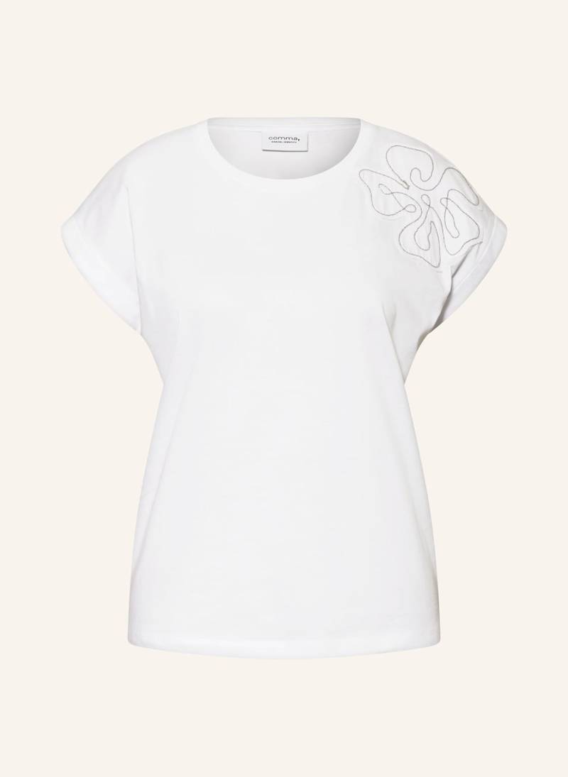 Comma Casual Identity T-Shirt Mit Schmucksteinen weiss von comma casual identity
