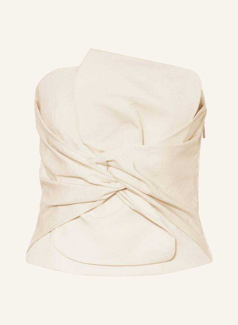 Comma Off-Shoulder-Top Mit Leinen beige von comma