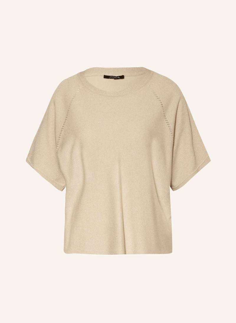 Comma Strickshirt Mit Glitzergarn beige von comma