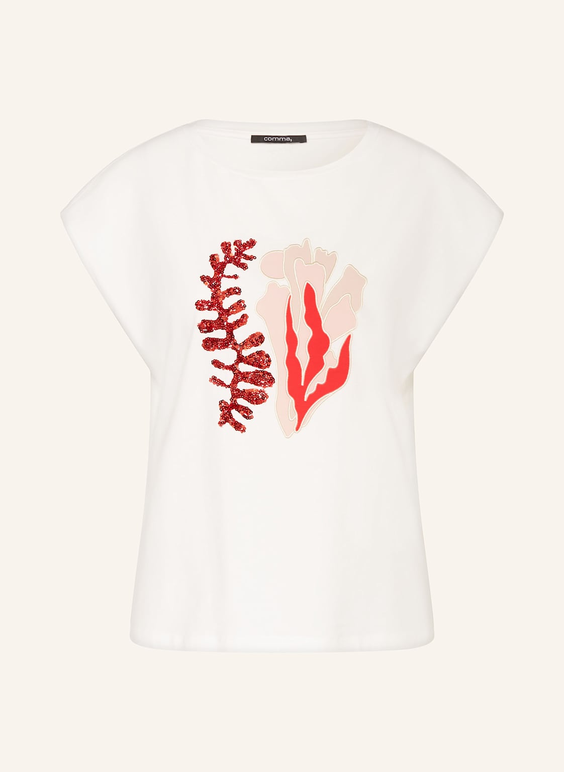 Comma T-Shirt Mit Pailletten weiss von comma