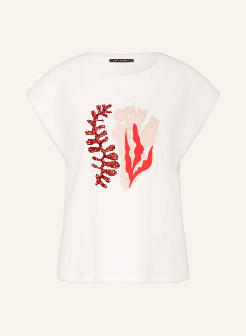 Comma T-Shirt Mit Pailletten weiss von comma