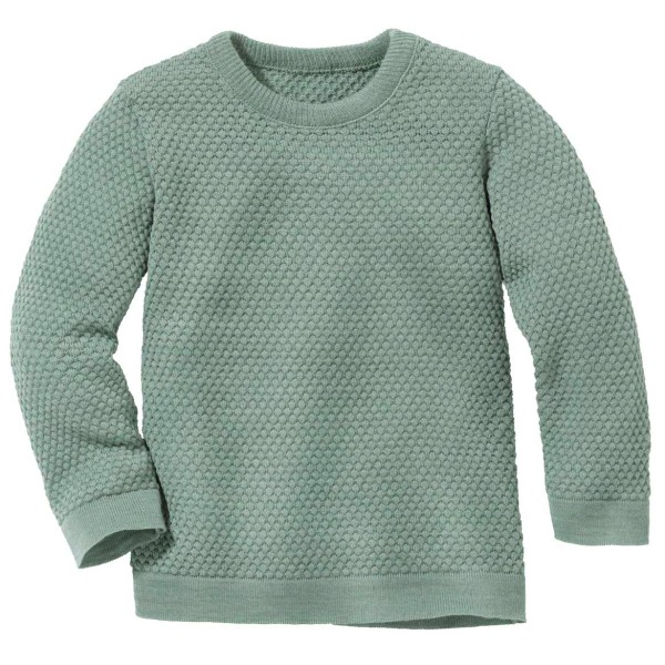 disana - Kid's Wabenstrick-Pullover - Wollpullover Gr 134/140 türkis/grün von disana