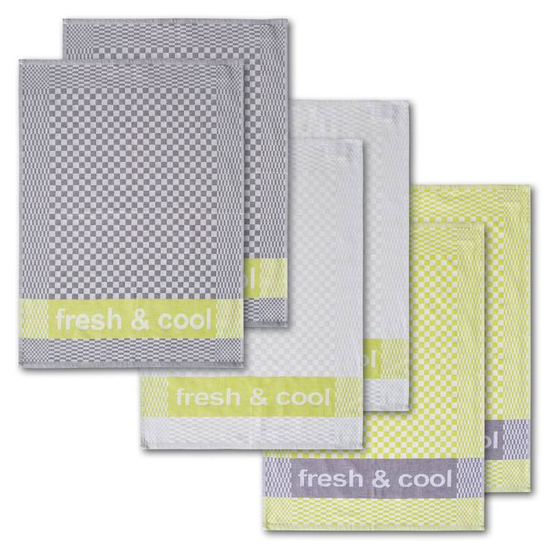 Dyckhoff Geschirrtuch »Fresh & Cool, Masse je Tuch ca. 50x70 cm«, (Set, 6 tlg.), mit drei verschiedenen Motiven von dyckhoff