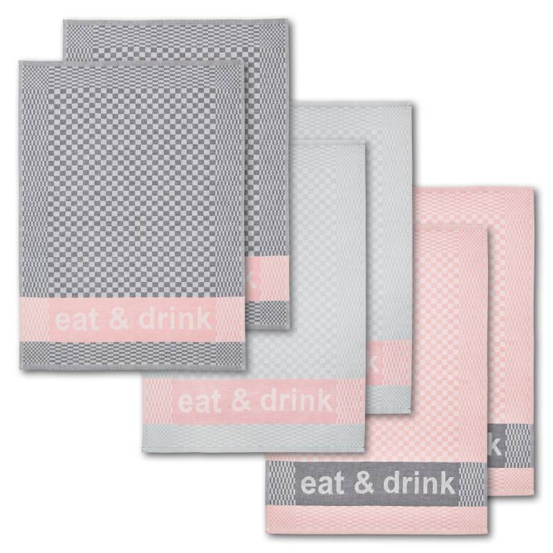 Dyckhoff Geschirrtuch »Eat & Drink, Masse je Tuch ca. 50x70 cm«, (Set, 6 tlg.), mit drei verschiedenen Motiven von dyckhoff