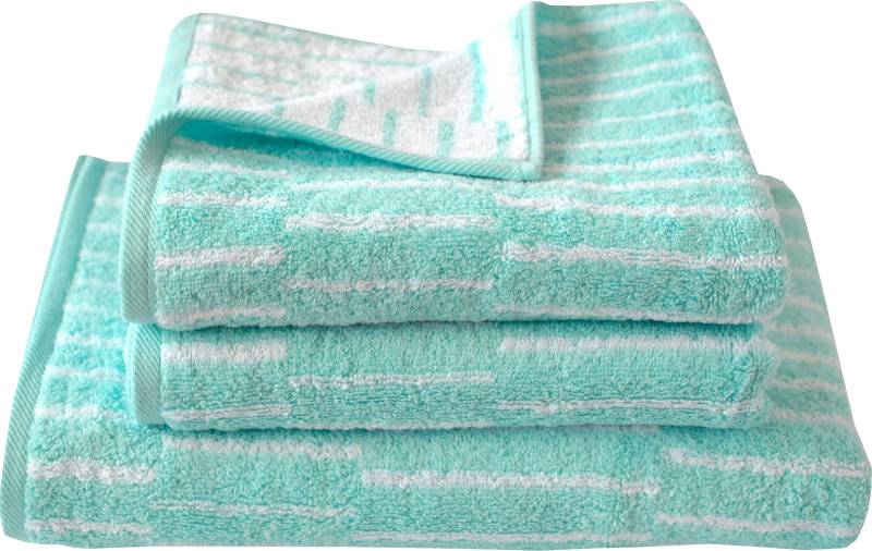 Dyckhoff Handtuch Set »Cool Mint Panels«, Set, 3 tlg., Walkfrottier, 2 Handtücher (50x100cm), 1 Duschtuch (70x140cm) von dyckhoff