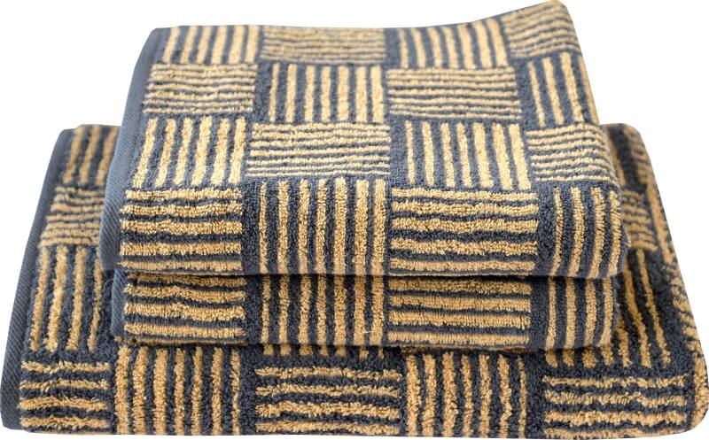 Dyckhoff Handtuch Set »Golden Shades Basket«, 3 tlg., Walkfrottier, mit graphischem Muster;2 Handtücher (50x100cm), 1 Duschtuch (70x140cm) von dyckhoff
