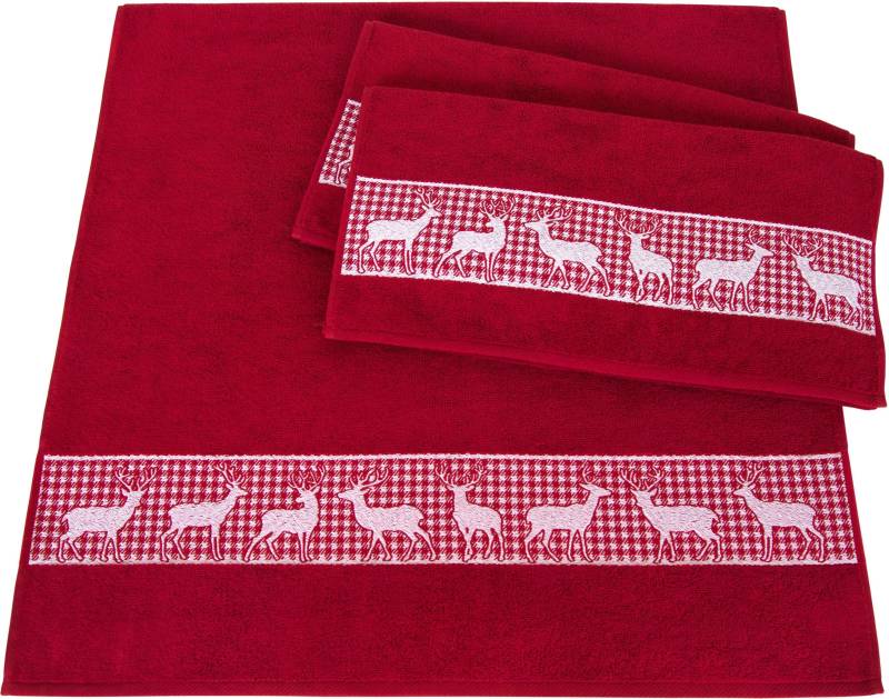 Dyckhoff Handtuch Set »Hirschparade«, Set, 3 tlg., Walkfrottier, Made in Germany (2 Handtücher, 1 Duschtuch) von dyckhoff