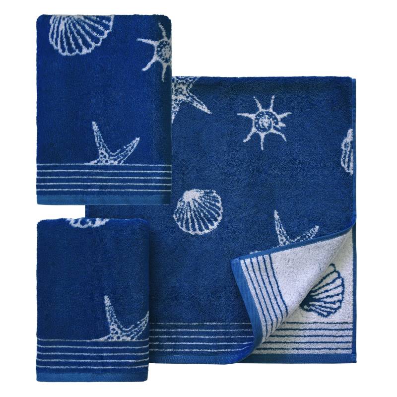 Dyckhoff Handtuch Set »Seashell«, Set, 3 tlg., Walkfrottee, mit Muschelmuster; 2 Handtücher (50x100cm), 1 Duschtuch (70x140cm) von dyckhoff