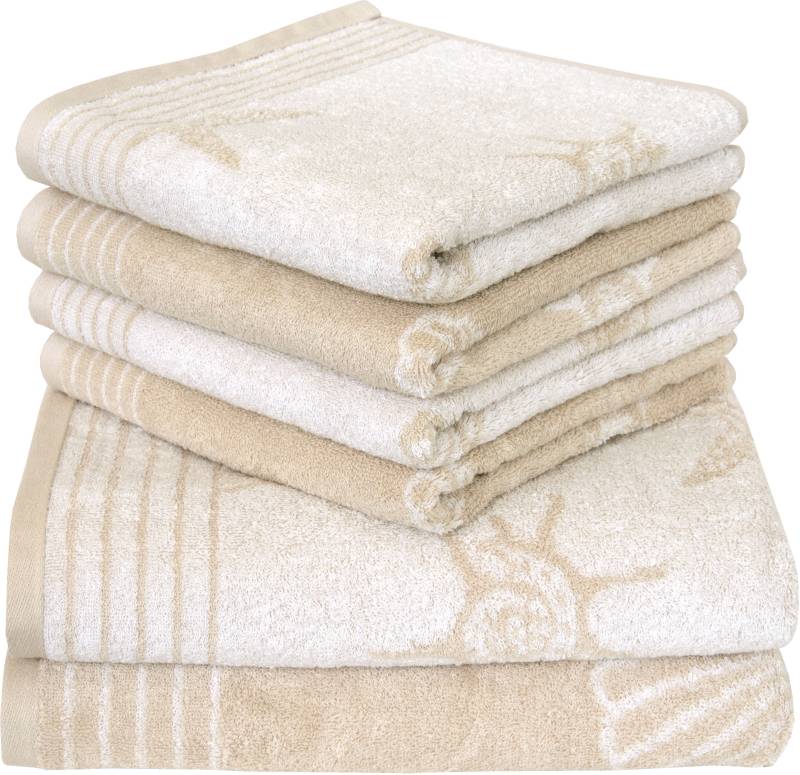 Dyckhoff Handtuch Set »Seashell«, Set, 6 tlg., Walkfrottee, mit Muschelmuster; 4 Handtücher (50x100cm), 2 Duschtücher (70x140cm) von dyckhoff