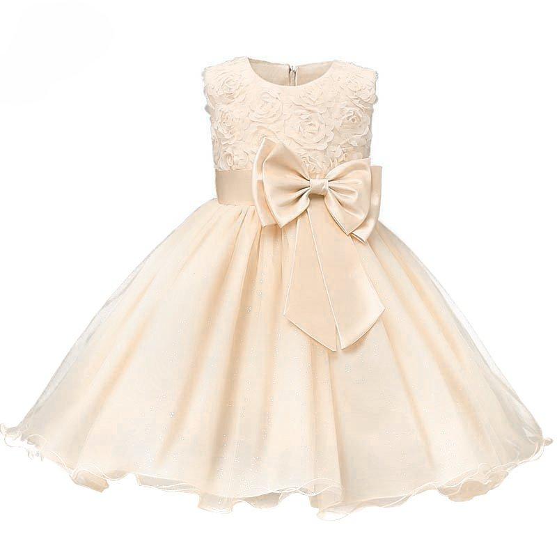 Abendkleid Mit Schleife Und Blumen - Beige Mädchen  ONE SIZE von B2X