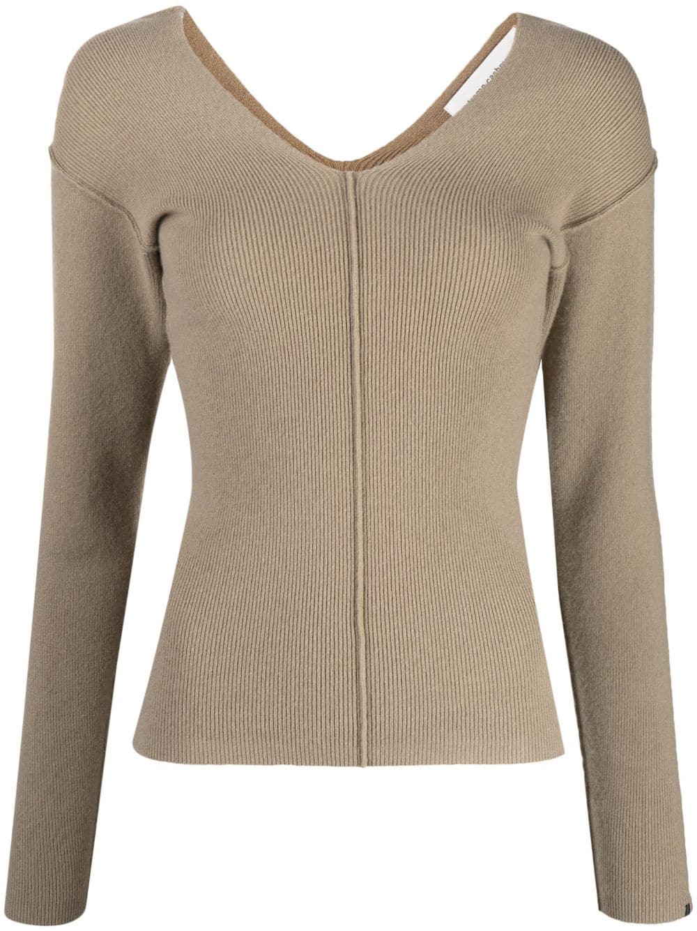extreme cashmere V-neck ribbed-knit top - Brown von extreme cashmere