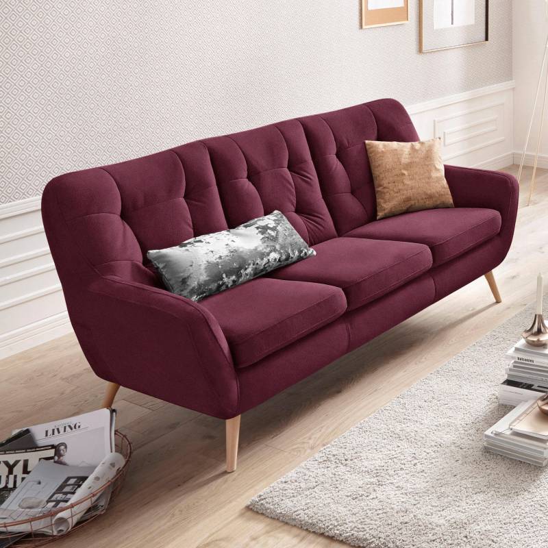 exxpo - sofa fashion 3-Sitzer »Scandi, bequem, aufwendige Rückenpolsterung für mehr Sitzkomfort«, aktuelle Farben in hochwertigen Bezugsqualitäten, Holzfuss von exxpo - sofa fashion