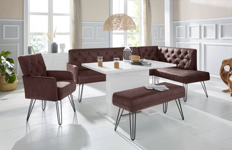 exxpo - sofa fashion Eckbank »Doppio, Chesterfield Optik, komfortabel und bequem, hohe Designfüsse«, Frei im Raum stellbar von exxpo - sofa fashion